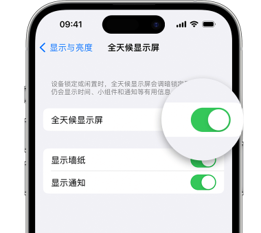 昌邑苹果15预约维修分享iPhone15如何设置全天候显示屏幕可见 