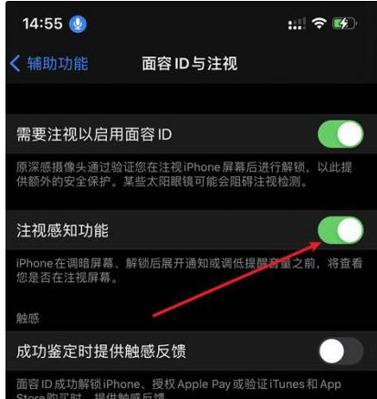 昌邑苹果14维修网点分享iPhone14注视感知功能有什么用 